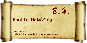 Bastin Hetény névjegykártya